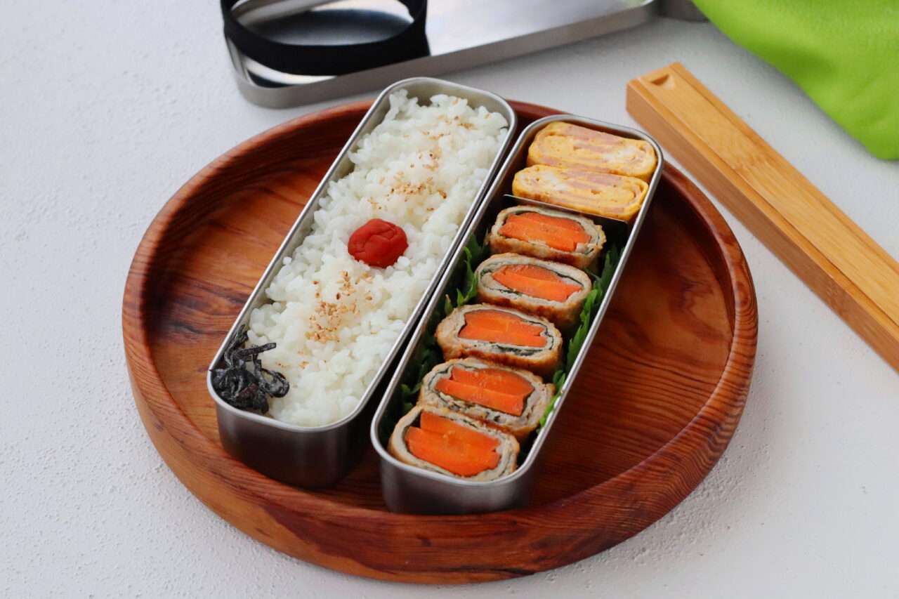 kameyo
2品弁当
にんじんの大葉肉巻き
ハム卵焼き