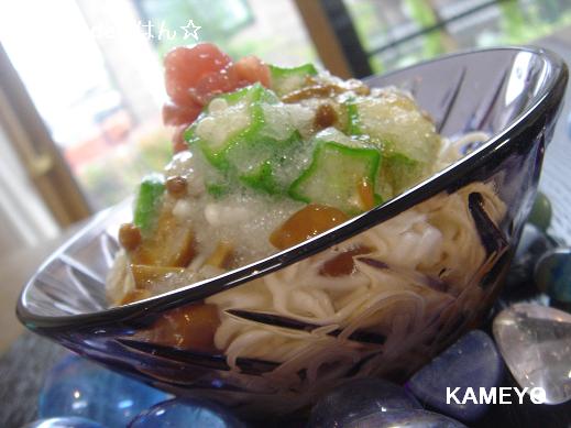オクラとなめこのおろし素麺♪
